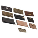 GUCCI GG Canvas Micro GG Guccissima Wallet Leather 10 Set Beige Black Auth CB188-1