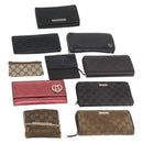 GUCCI GG Canvas Wallet Leather 10 Set Beige Black pink Auth CB189-1