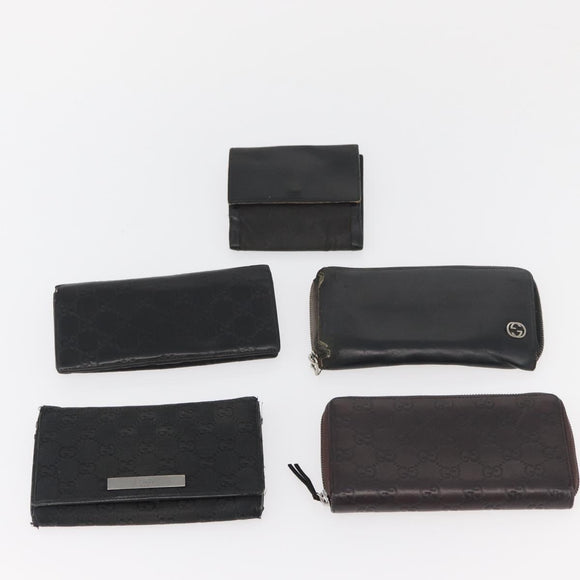 GUCCI GG Canvas Wallet Leather 10 Set Beige Black pink Auth CB189