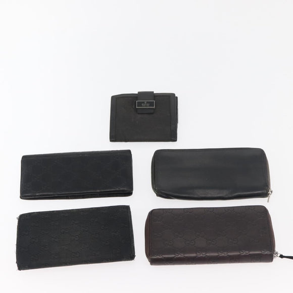 GUCCI GG Canvas Wallet Leather 10 Set Beige Black pink Auth CB189