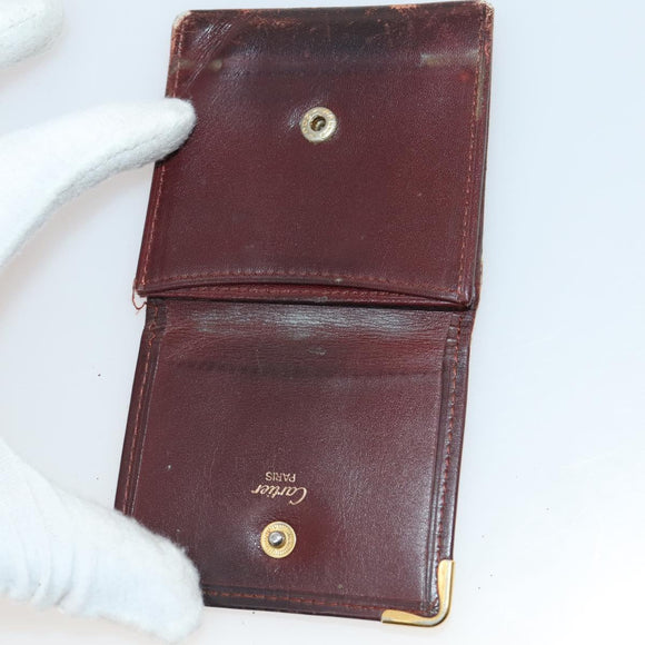 CARTIER Wallet Leather 10 Set Bordeaux Auth CB190