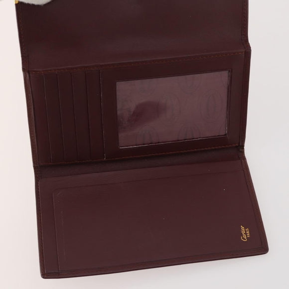 CARTIER Wallet Leather 10 Set Bordeaux Auth CB190