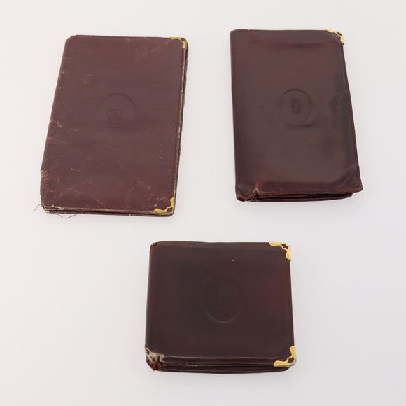 CARTIER Wallet Leather 10 Set Bordeaux Auth CB190
