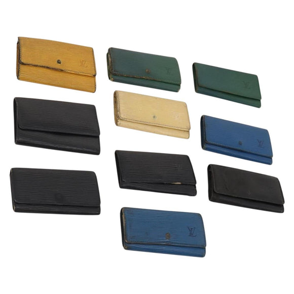 LOUIS VUITTON Epi Key Case 10 Set Black Yellow blue LV Auth CB191