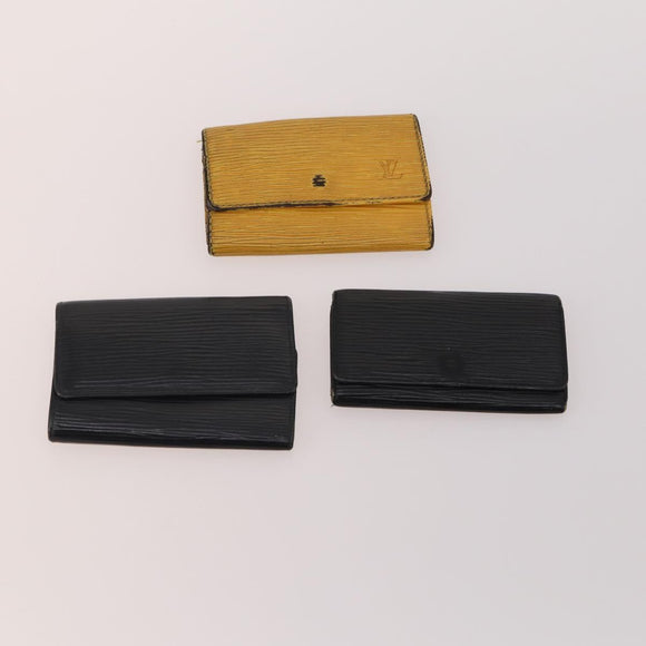 LOUIS VUITTON Epi Key Case 10 Set Black Yellow blue LV Auth CB191