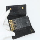 CHANEL Key Case Caviar Skin 10 Set Black Beige pink CC Auth CB195-12