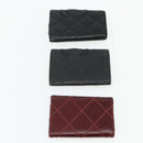 CHANEL Key Case Caviar Skin 10 Set Black Beige pink CC Auth CB195-14