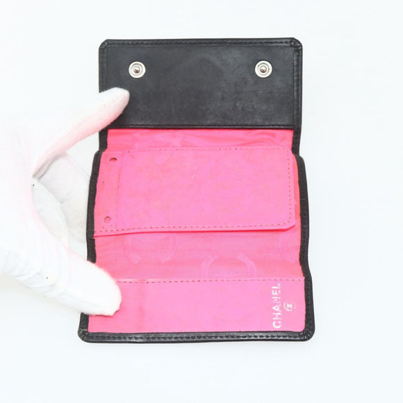 CHANEL Key Case Caviar Skin 10 Set Black Beige pink CC Auth CB195