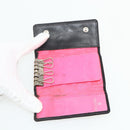 CHANEL Key Case Caviar Skin 10 Set Black Beige pink CC Auth CB195-16