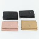 CHANEL Key Case Caviar Skin 10 Set Black Beige pink CC Auth CB195-7