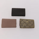 GUCCI GG Canvas Guccissima Key Case Leather 10 Set Beige Black Auth CB197-14
