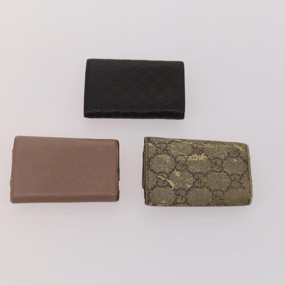 GUCCI GG Canvas Guccissima Key Case Leather 10 Set Beige Black Auth CB197
