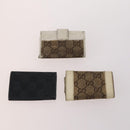 GUCCI GG Canvas Guccissima Key Case Leather 10 Set Beige Black Auth CB197-3