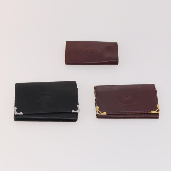 CARTIER Key Case Leather 10 Set Bordeaux Auth CB199