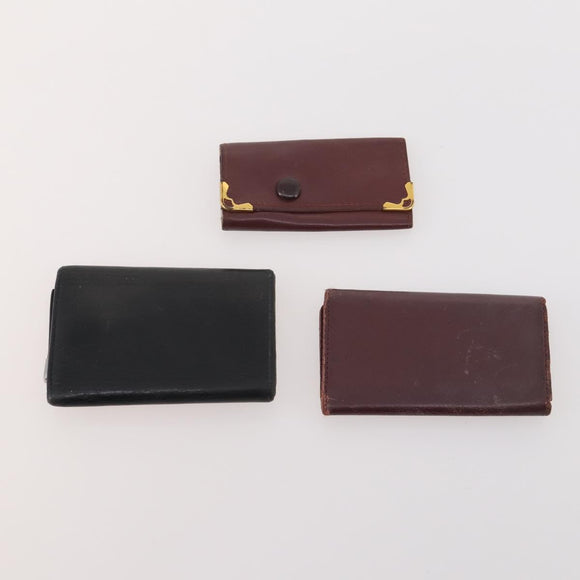 CARTIER Key Case Leather 10 Set Bordeaux Auth CB199