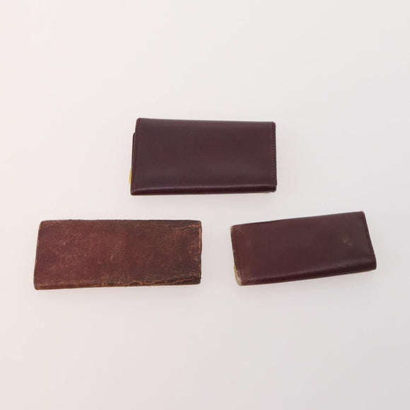 CARTIER Key Case Leather 10 Set Bordeaux Auth CB199