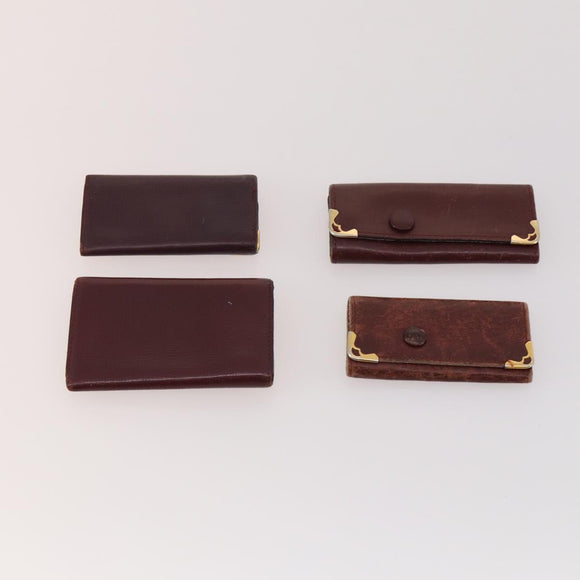 CARTIER Key Case Leather 10 Set Bordeaux Auth CB199