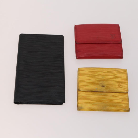 LOUIS VUITTON Epi Wallet 10 Set Black Red blue LV Auth CB208