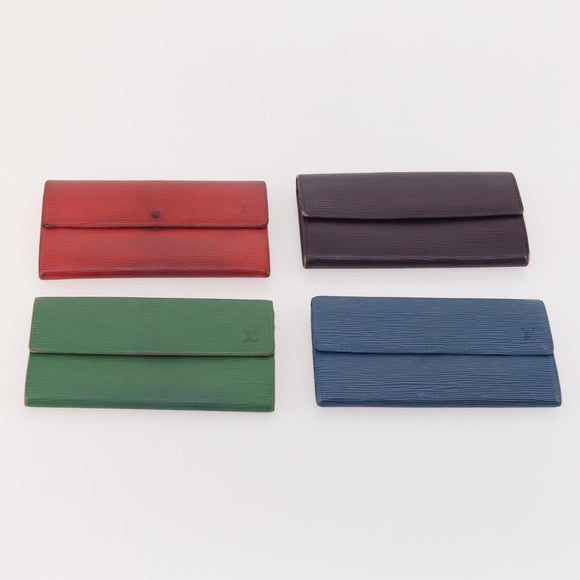 LOUIS VUITTON Epi Wallet 10 Set Black Red blue LV Auth CB208