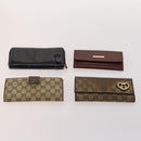 GUCCI GG Canvas Guccissima Wallet Leather 10 Set Beige Black Navy Auth CB211-11