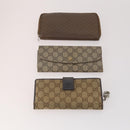 GUCCI GG Canvas Guccissima Wallet Leather 10 Set Beige Black Navy Auth CB211-2