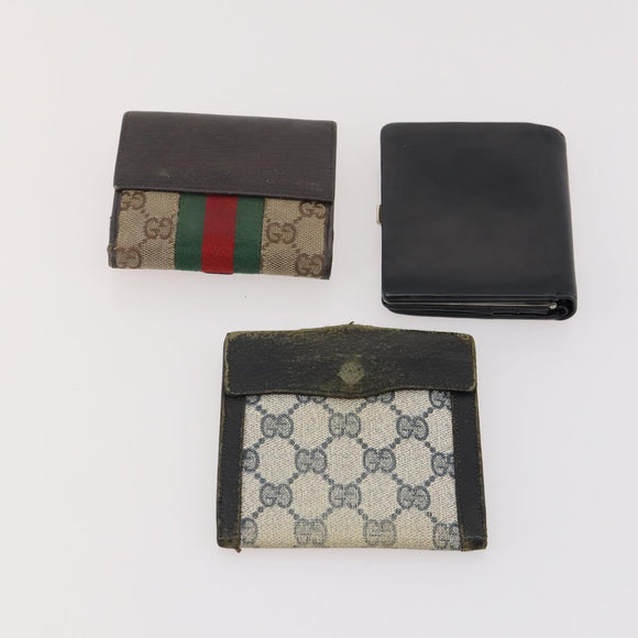 GUCCI GG Canvas Guccissima Wallet Leather 10 Set Beige Black Navy Auth CB211
