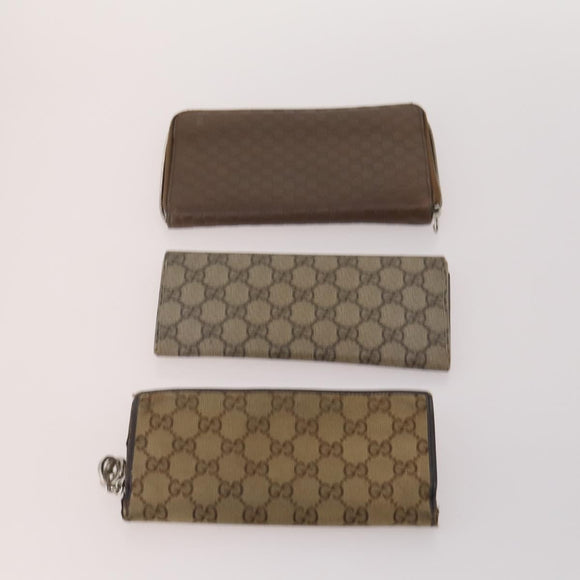 GUCCI GG Canvas Guccissima Wallet Leather 10 Set Beige Black Navy Auth CB211