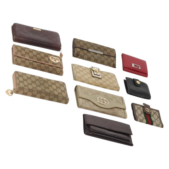 GUCCI GG Canvas Guccissima Geldbörse Leder 10er-Set Beige Schwarz Rot Auth CB212