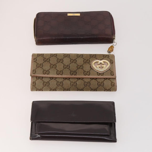 GUCCI GG Canvas Guccissima Geldbörse Leder 10er-Set Beige Schwarz Rot Auth CB212