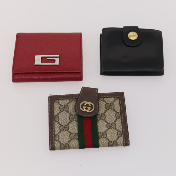 GUCCI GG Canvas Guccissima Geldbörse Leder 10er-Set Beige Schwarz Rot Auth CB212