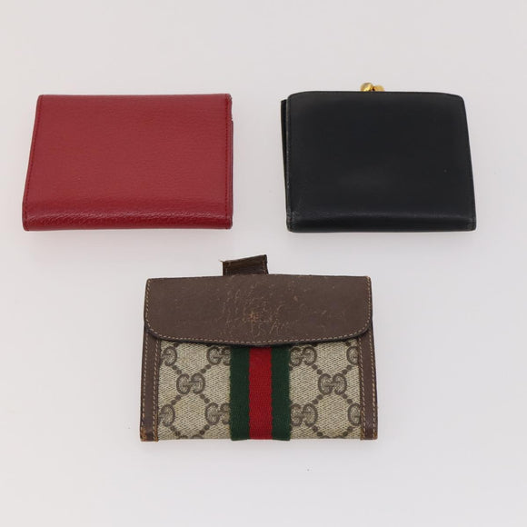 GUCCI GG Canvas Guccissima Geldbörse Leder 10er-Set Beige Schwarz Rot Auth CB212