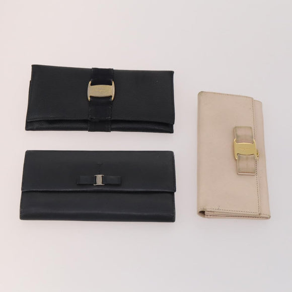 Salvatore Ferragamo Gancini Geldbörse Leder 10er Set Schwarz Beige Orange Auth CB214