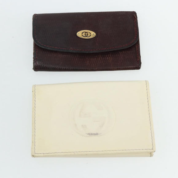 GUCCI GG Canvas Key Case Leather 10 Set Beige Black white Auth CB216