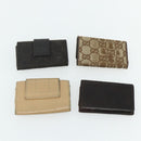 GUCCI GG Canvas Key Case Leather 10 Set Beige Black white Auth CB216-9