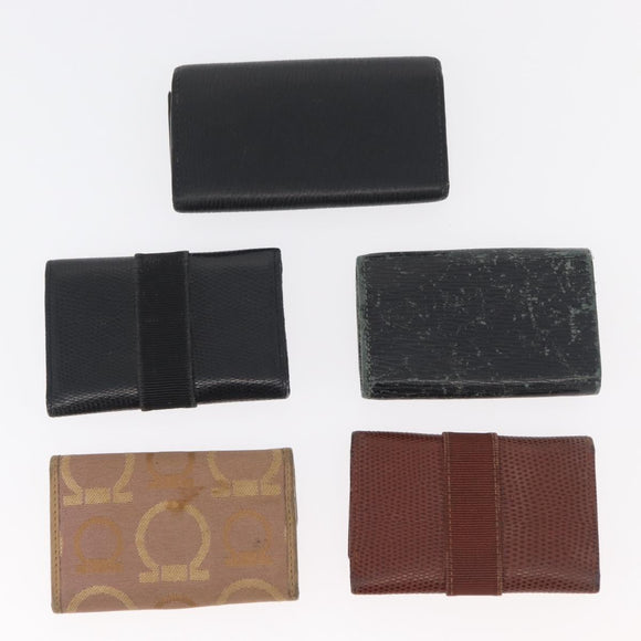 Salvatore Ferragamo Key Case Leather 10 Set Black Light Blue Brown Auth CB218
