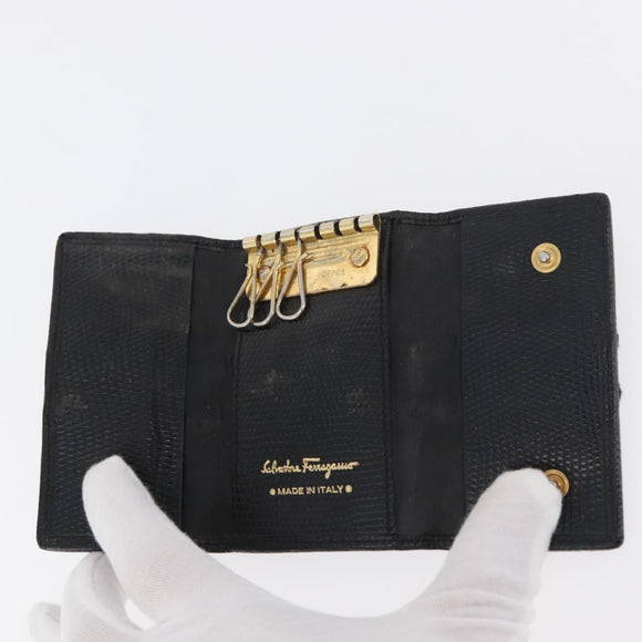 Salvatore Ferragamo Key Case Leather 10 Set Black Light Blue Brown Auth CB218