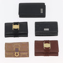 Salvatore Ferragamo Key Case Leather 10 Set Black Light Blue Brown Auth CB218-9
