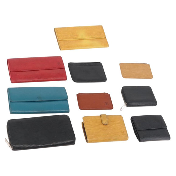 LOUIS VUITTON Epi Wallet 10 Set Black Red yellow LV Auth CB233
