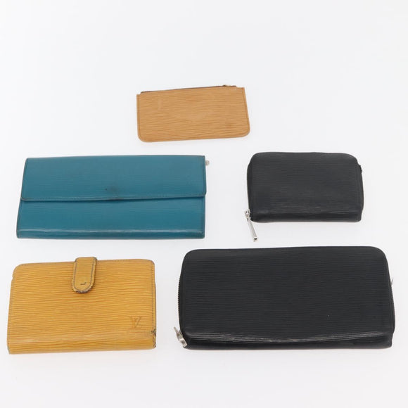 LOUIS VUITTON Epi Wallet 10 Set Black Red yellow LV Auth CB233