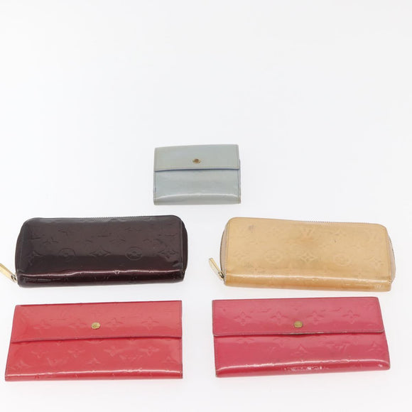 LOUIS VUITTON Monogram Vernis Wallet 10 Set Bronze Amarante Perle LV Auth CB235