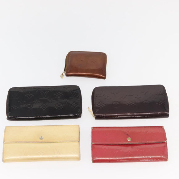 LOUIS VUITTON Monogram Vernis Wallet 10 Set Bronze Amarante Perle LV Auth CB235