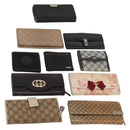 GUCCI GG Canvas Guccissima Wallet Leather 10 Set Beige Black Navy Auth CB237-1