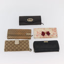 GUCCI GG Canvas Guccissima Wallet Leather 10 Set Beige Black Navy Auth CB237-10
