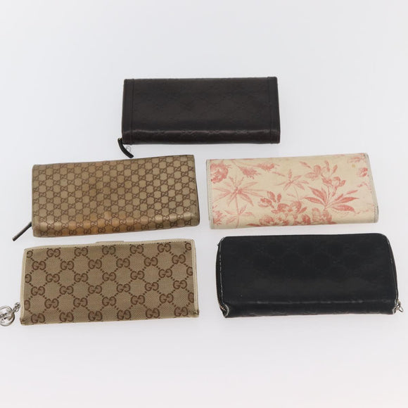 GUCCI GG Canvas Guccissima Wallet Leather 10 Set Beige Black Navy Auth CB237