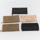 GUCCI GG Canvas Guccissima Wallet Leather 10 Set Beige Black Navy Auth CB237-11