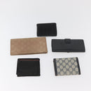 GUCCI GG Canvas Guccissima Wallet Leather 10 Set Beige Black Navy Auth CB237-3