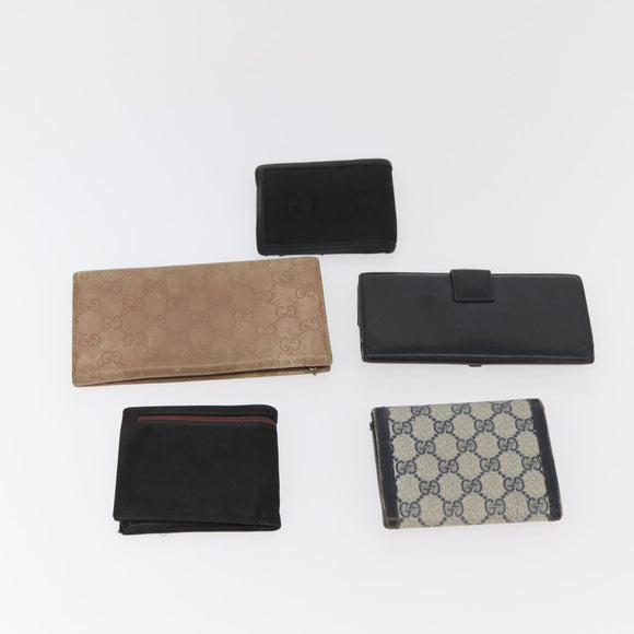 GUCCI GG Canvas Guccissima Wallet Leather 10 Set Beige Black Navy Auth CB237