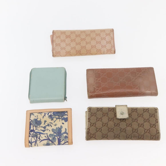 GUCCI GG Canvas Guccissima Wallet Leather 10 Set Beige Black Brown Auth CB238