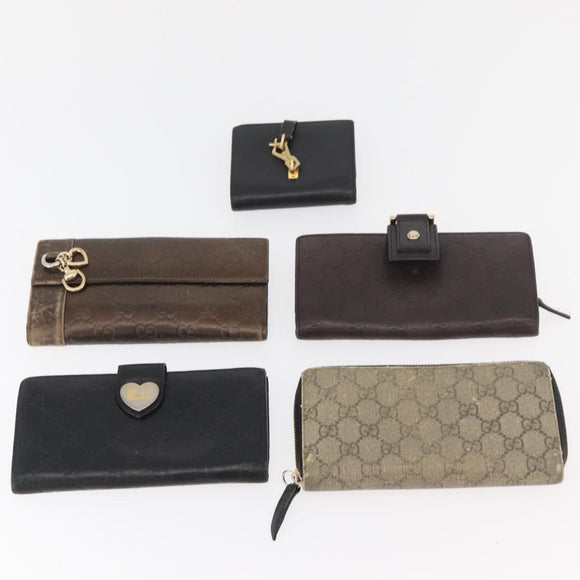 GUCCI GG Canvas Guccissima Wallet Leather 10 Set Beige Black Brown Auth CB238