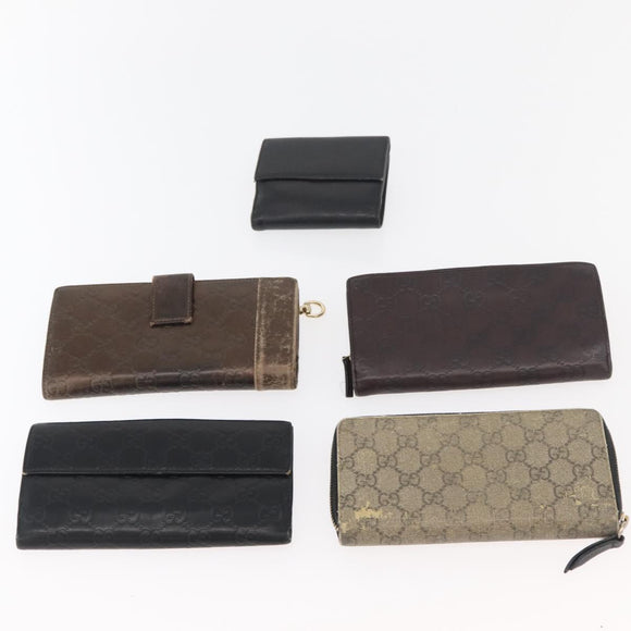 GUCCI GG Canvas Guccissima Wallet Leather 10 Set Beige Black Brown Auth CB238